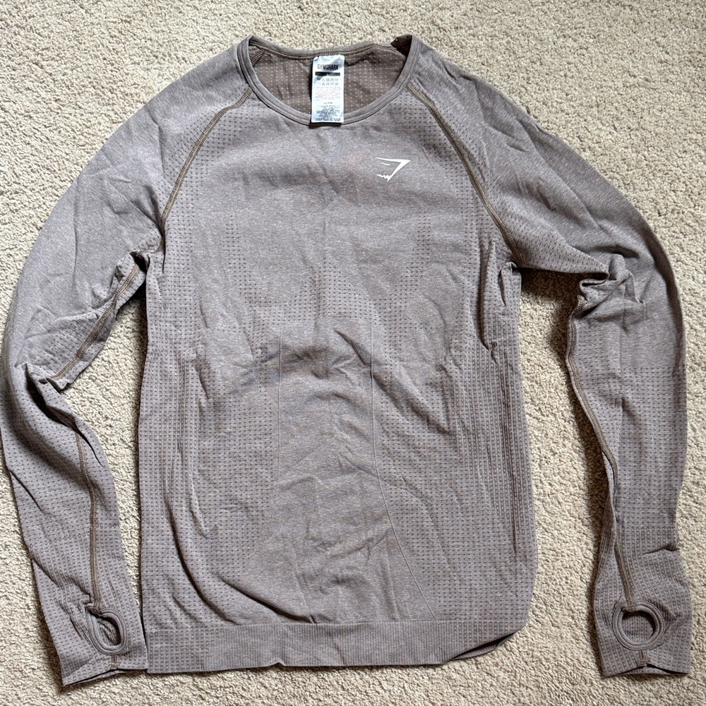 Gymshark Long Sleeve Training Top in Taupe Brown